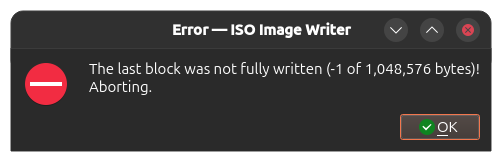 ISO image fail to write